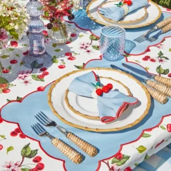 Online Mrs. Alice Blue With Red Scallop Placemats & Napkins (Set Of 4)
