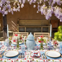 Online Mrs. Alice Blue With Red Scallop Placemats & Napkins (Set Of 4)