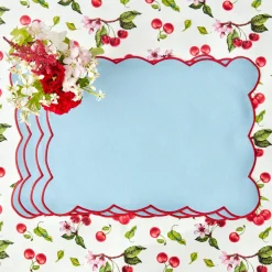 Online Mrs. Alice Blue With Red Scallop Placemat (Set Of 4)