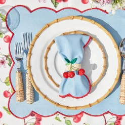 Online Mrs. Alice Blue With Red Scallop Placemat (Set Of 4)
