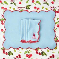 Online Mrs. Alice Blue With Red Scallop Placemat (Set Of 4)
