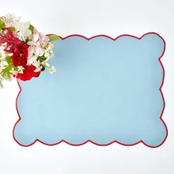 Online Mrs. Alice Blue With Red Scallop Placemat (Set Of 4)
