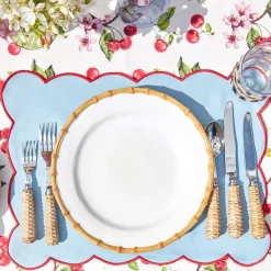 Online Mrs. Alice Blue With Red Scallop Placemat (Set Of 4)