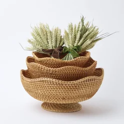 Online Mrs. Alice Brown Scalloped Rattan Bowl (Medium)