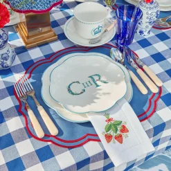 Sale Mrs. Alice Camilla Blue & Red Linen Placemats (Set Of 4)