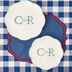 Sale Mrs. Alice Camilla Blue & Red Linen Placemats (Set Of 4)