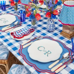 Sale Mrs. Alice Camilla Blue & Red Linen Placemats (Set Of 4)
