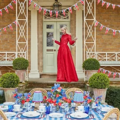 Sale Mrs. Alice Camilla Blue & Red Linen Placemats (Set Of 4)