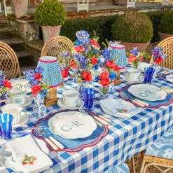 Sale Mrs. Alice Camilla Blue & Red Linen Placemats (Set Of 4)