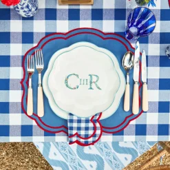 Sale Mrs. Alice Camilla Blue & Red Linen Placemats (Set Of 4)