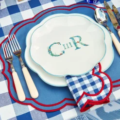 Sale Mrs. Alice Camilla Blue & Red Linen Placemats (Set Of 4)