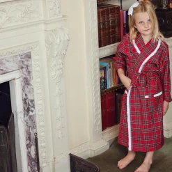 Outlet Mrs. Alice Children's Red Tartan Frilled Dressing Gown