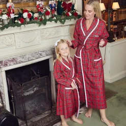 Outlet Mrs. Alice Children's Red Tartan Frilled Dressing Gown