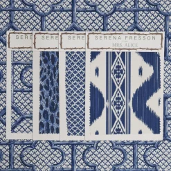 Outlet Mrs. Alice Cobalt Blue Bamboo Trellis Fabric