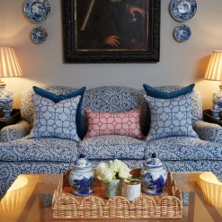 Outlet Mrs. Alice Cobalt Blue Bamboo Trellis Fabric