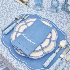 Best Mrs. Alice Compliment Blue Linen Napkins (Set Of 8)