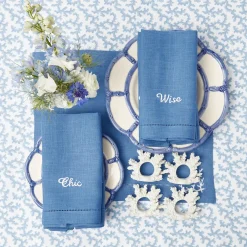 Best Mrs. Alice Compliment Blue Linen Napkins (Set Of 8)