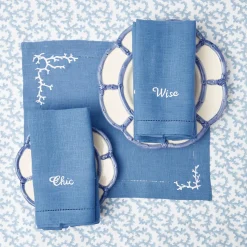 Best Mrs. Alice Compliment Blue Linen Napkins (Set Of 8)