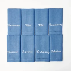 Best Mrs. Alice Compliment Blue Linen Napkins (Set Of 8)