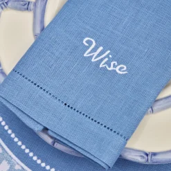 Best Mrs. Alice Compliment Blue Linen Napkins (Set Of 8)