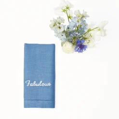 Best Mrs. Alice Compliment Blue Linen Napkins (Set Of 8)