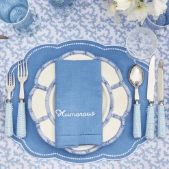 Best Mrs. Alice Compliment Blue Linen Napkins (Set Of 8)