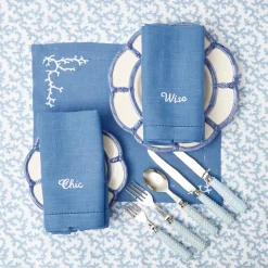 Best Mrs. Alice Compliment Blue Linen Napkins (Set Of 8)