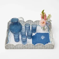 Discount Mrs. Alice Coral Blue Linen Cocktail Napkins (Set Of 4)
