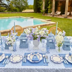 Discount Mrs. Alice Coral Blue Linen Placemats (Set Of 4)