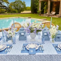 Discount Mrs. Alice Coral Blue Linen Placemats (Set Of 4)