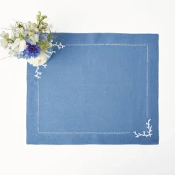 Discount Mrs. Alice Coral Blue Linen Placemats (Set Of 4)