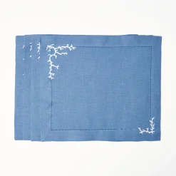 New Mrs. Alice Coral Blue Linen Set