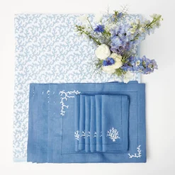 New Mrs. Alice Coral Blue Linen Set