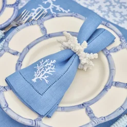New Mrs. Alice Coral Blue Linen Set