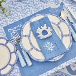 New Mrs. Alice Coral Blue Linen Set