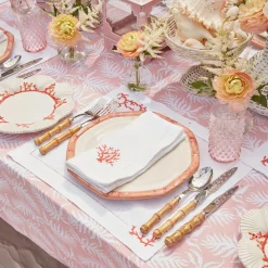 Clearance Mrs. Alice Coral Linen Placemats & Napkins (Set Of 4)