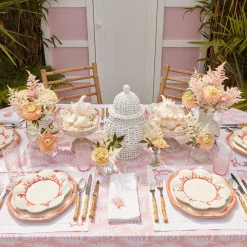 Clearance Mrs. Alice Coral Linen Placemats & Napkins (Set Of 4)