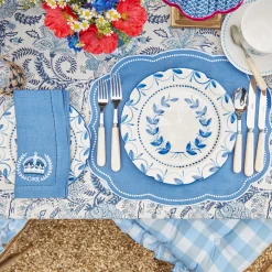 Clearance Mrs. Alice Coronation Blue Linen Napkins (Set Of 4)