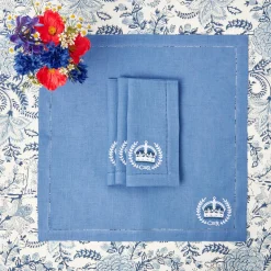 Clearance Mrs. Alice Coronation Blue Linen Napkins (Set Of 4)