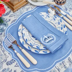 Clearance Mrs. Alice Coronation Blue Linen Napkins (Set Of 4)