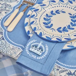Clearance Mrs. Alice Coronation Blue Linen Napkins (Set Of 4)