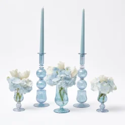 Best Mrs. Alice Delphine Blue Candle Holders (Pair)