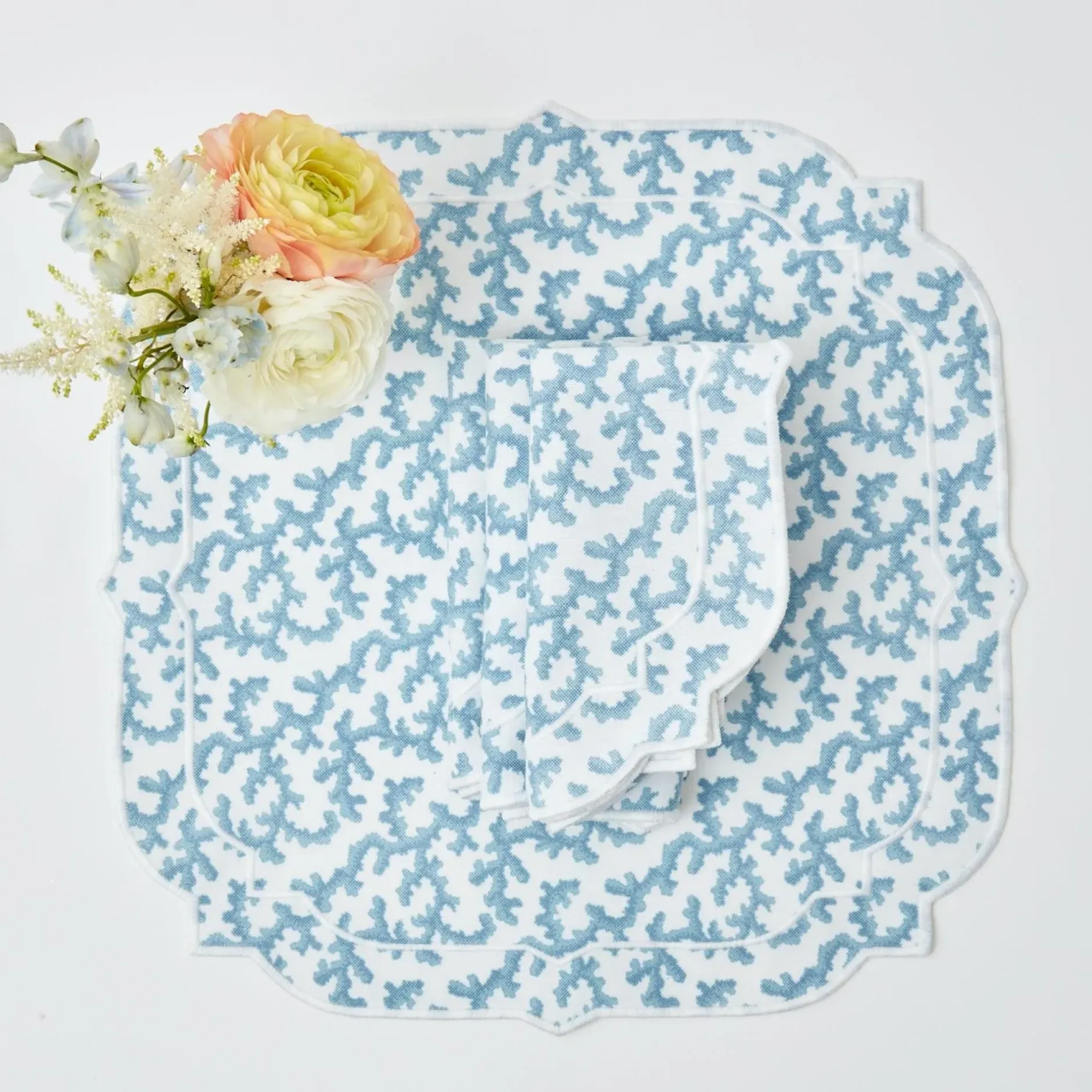 Clearance Mrs. Alice Edie Blue Coral Napkins (Set Of 4)