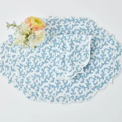 Outlet Mrs. Alice Edie Blue Coral Placemats & Napkins (Set Of 4)