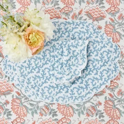 Outlet Mrs. Alice Edie Blue Coral Placemats & Napkins (Set Of 4)