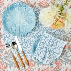 Outlet Mrs. Alice Edie Blue Coral Placemats & Napkins (Set Of 4)