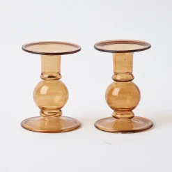 Sale Mrs. Alice Elise Small Amber Candle Holder (Pair)