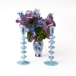 Mrs. Alice Elodie Blue Candle Holders (Pair)