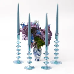 Mrs. Alice Elodie Blue Candle Holders (Pair)
