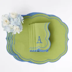 Mrs. Alice Eloise Green And Blue Napkins (Set Of 4)